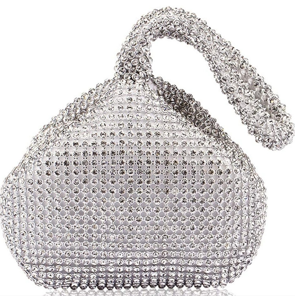 Mogor triangle bling glitter silver purse